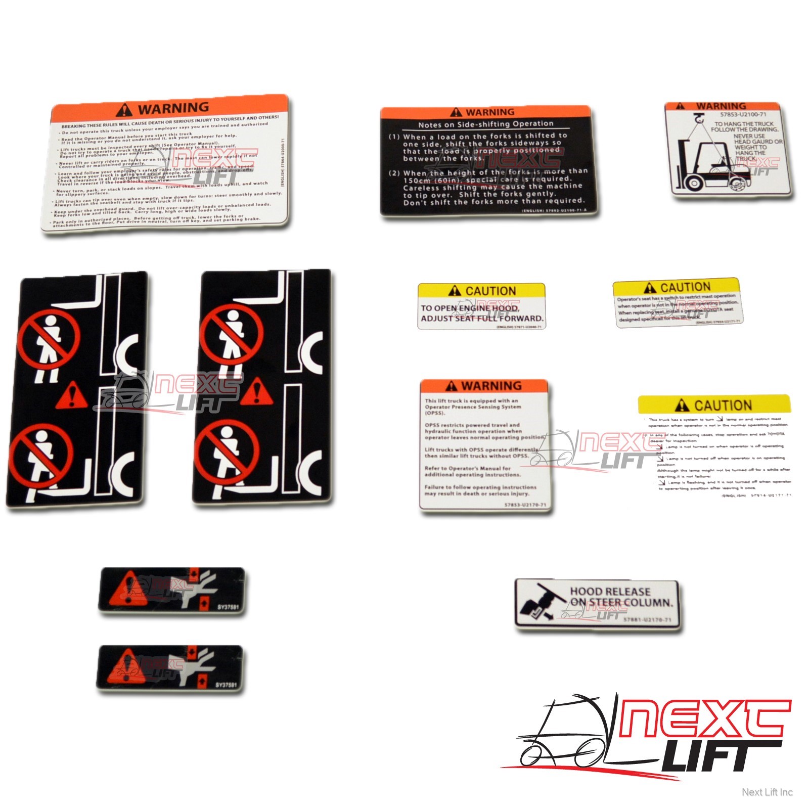 TOYOTA FORKLIFT DELUXE DECAL KIT 7FGCU30 7FGU30 FORK LIFT DECALS OHSA